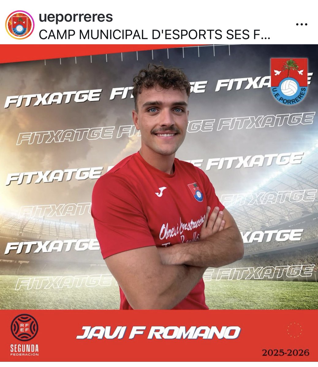 Fichado ✍️

Nuestro jugador “Romano” da el salto a 2 Rfef y es nuevo jugador del <a href="/UEPorreres/">U.E.PORRERES</a> 

Grandísima la  temporada en la que hizo 9 goles con el <a href="/PalenciaCristo/">Palencia Cristo Atl.</a> 

Jugador que ya sabe lo que es jugar en 1 Rfef, vamos a por todas amigo
