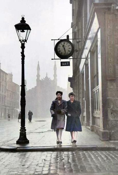Two young Ladies walking in a Street in the Gorbals area of Glasgow, 31st January 1948 View More Great Old Photos Of Old Glasgow  At OldGlasgow.com