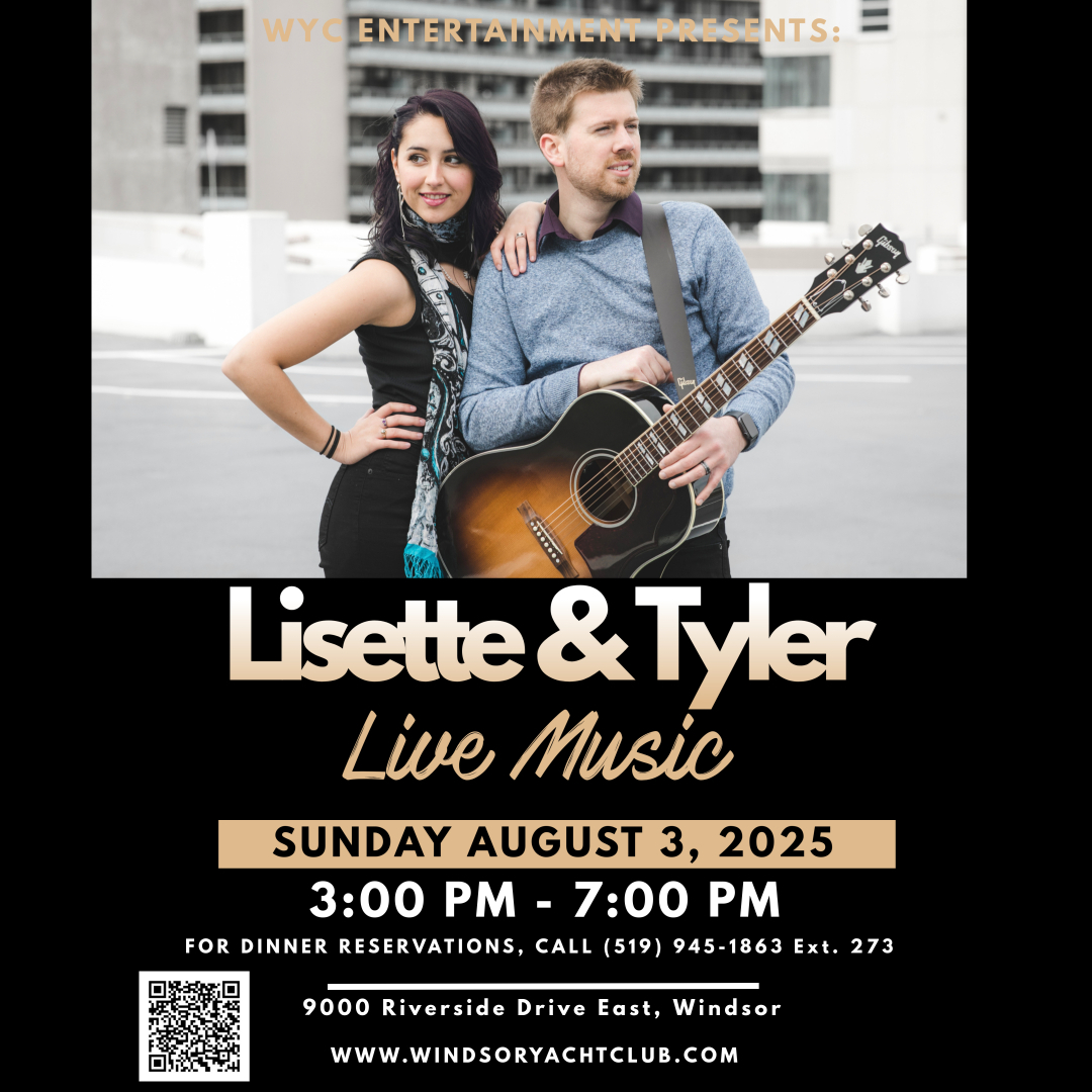 wyc1937's tweet photo. Attention WYC Members - Live Music at WYC

Lisette &amp; Tyler - Aug 3, 3pm - 7pm

Looking to become a member? No boat needed. 
Visit https://t.co/qo841kFzsV

#WYC85Years #wyc1937 #windsoryachtclub #liveentertainment #livemusic #yachtclub #music  #dinner #YQG #boatinglife https://t.co/QJfzMrGrA5