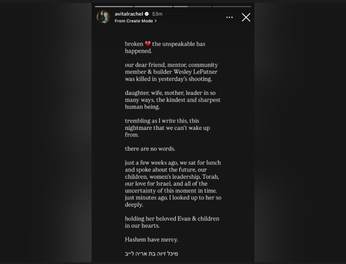 Jacob N. Kornbluh (@jacobkornbluh) on Twitter photo Jewish victim in NYC shooting: Wesley LePatner, a senior Blackstone executive and a member of the Altneu Synagogue. 
In 2023, she received the UJA Federation of NY's Alan C. Greenberg Young Leadership award. Jewish victim in NYC shooting: Wesley LePatner, a senior Blackstone executive and a member of the Altneu Synagogue. 
In 2023, she received the UJA Federation of NY's Alan C. Greenberg Young Leadership award.