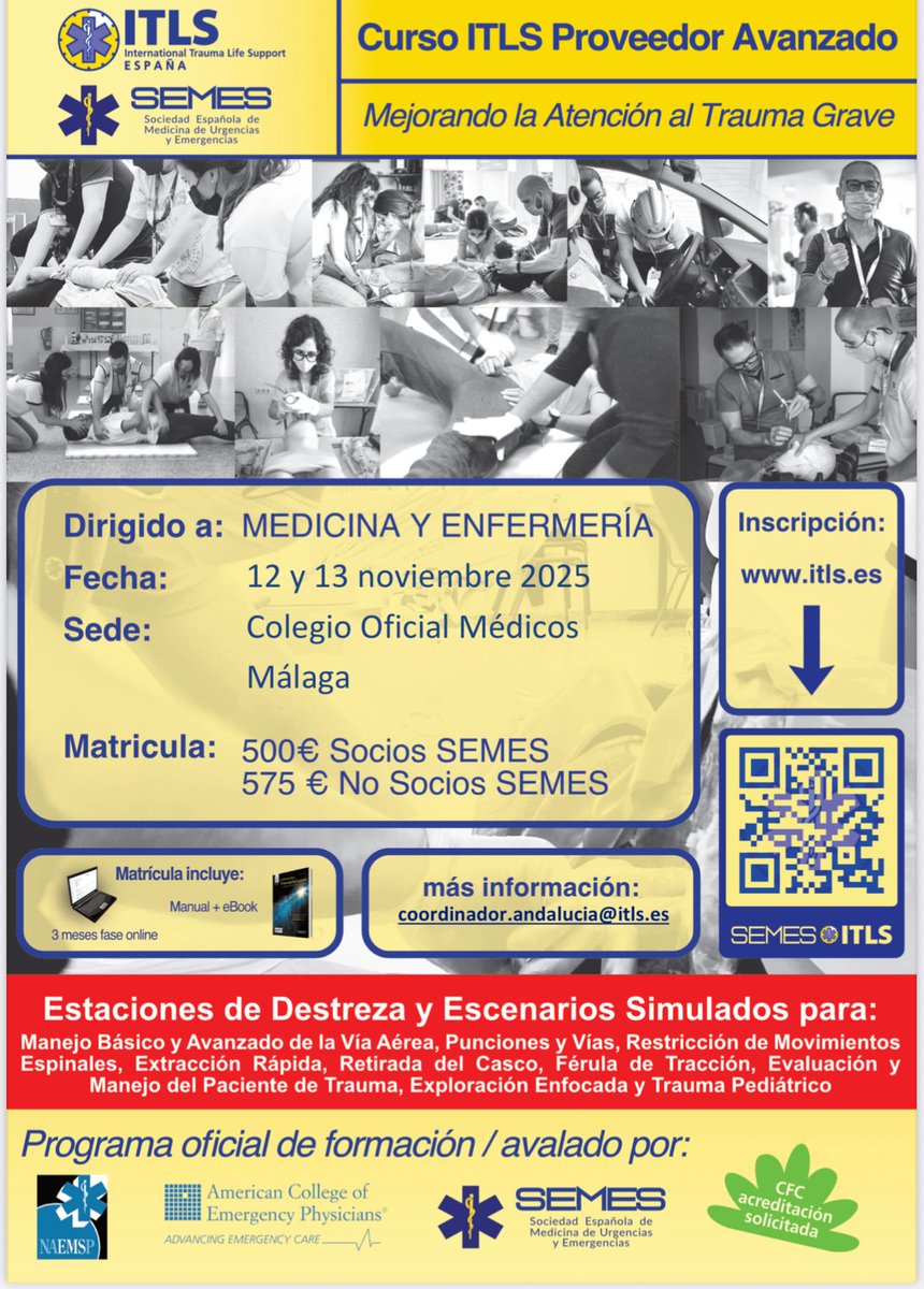 SEMES (@semes_) on Twitter photo 📌Cursos ITLS Proveedor Avanzado en Sevilla y Málaga con <a href="/ITLS_Spain/">SEMES ITLS-España</a>
+ info: itls.es/itls-avanzado/ 📌Cursos ITLS Proveedor Avanzado en Sevilla y Málaga con <a href="/ITLS_Spain/">SEMES ITLS-España</a>
+ info: itls.es/itls-avanzado/