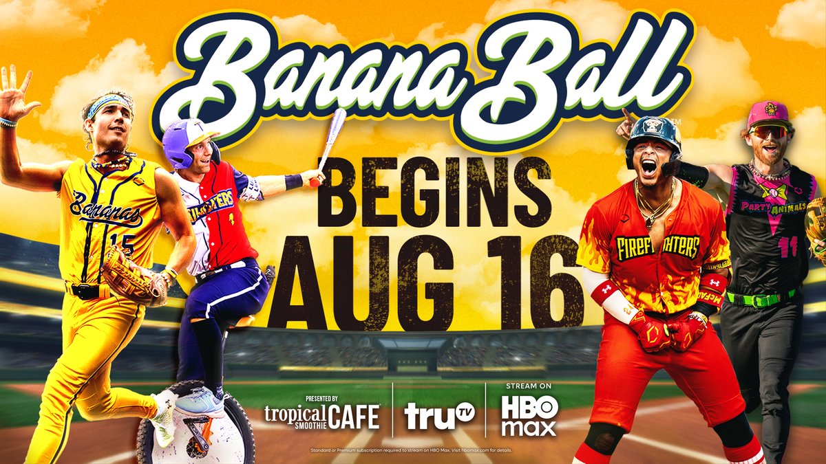 TNT Sports U.S. PR (@tntsportsus) on Twitter photo TNT Sports to present MASSIVE slate of summer & fall <a href="/TheSavBananas/">Savannah Bananas</a> games!
⚾️ 19 games on truTV & <a href="/hbomax/">HBO Max</a>, including first-ever <a href="/BananaBall_/">Banana Ball</a> Tour Championship in October
🍌 To visit MLB stadiums throughout U.S.
📺 Starts Sat., Aug. 16
More: press.wbd.com/us/media-relea… TNT Sports to present MASSIVE slate of summer & fall <a href="/TheSavBananas/">Savannah Bananas</a> games!
⚾️ 19 games on truTV & <a href="/hbomax/">HBO Max</a>, including first-ever <a href="/BananaBall_/">Banana Ball</a> Tour Championship in October
🍌 To visit MLB stadiums throughout U.S.
📺 Starts Sat., Aug. 16
More: press.wbd.com/us/media-relea…