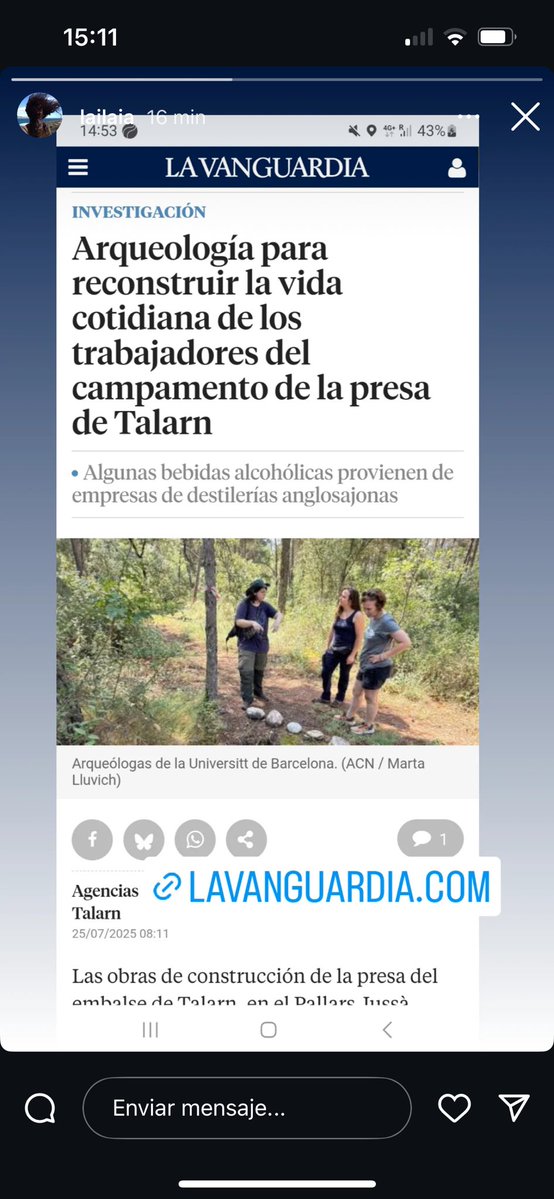 Secció d'Història Contemporània i Món Actual (UB) (@contemporaniaub) on Twitter photo Avui a La Vanguardia notícia en Arqueologia contemporània, amb les professores <a href="/QBru/">Queralt Solé</a> i <a href="/Lailaia2/">Laia G Vila</a>, recerca al campament de Sant Antoni de #Talarn #PallarsJussà
<a href="/arqueologia_ub/">Grau D'Arqueologia de la UB</a> amb finançament de #CreuCasasSicart #RecercaXVU <a href="/xarxavives/">Xarxa Vives d'Universitats</a> i <a href="/iramunt/">Institut Ramon Muntaner</a>
share.google/aOobesaj6kAMfg… Avui a La Vanguardia notícia en Arqueologia contemporània, amb les professores <a href="/QBru/">Queralt Solé</a> i <a href="/Lailaia2/">Laia G Vila</a>, recerca al campament de Sant Antoni de #Talarn #PallarsJussà
<a href="/arqueologia_ub/">Grau D'Arqueologia de la UB</a> amb finançament de #CreuCasasSicart #RecercaXVU <a href="/xarxavives/">Xarxa Vives d'Universitats</a> i <a href="/iramunt/">Institut Ramon Muntaner</a>
share.google/aOobesaj6kAMfg…