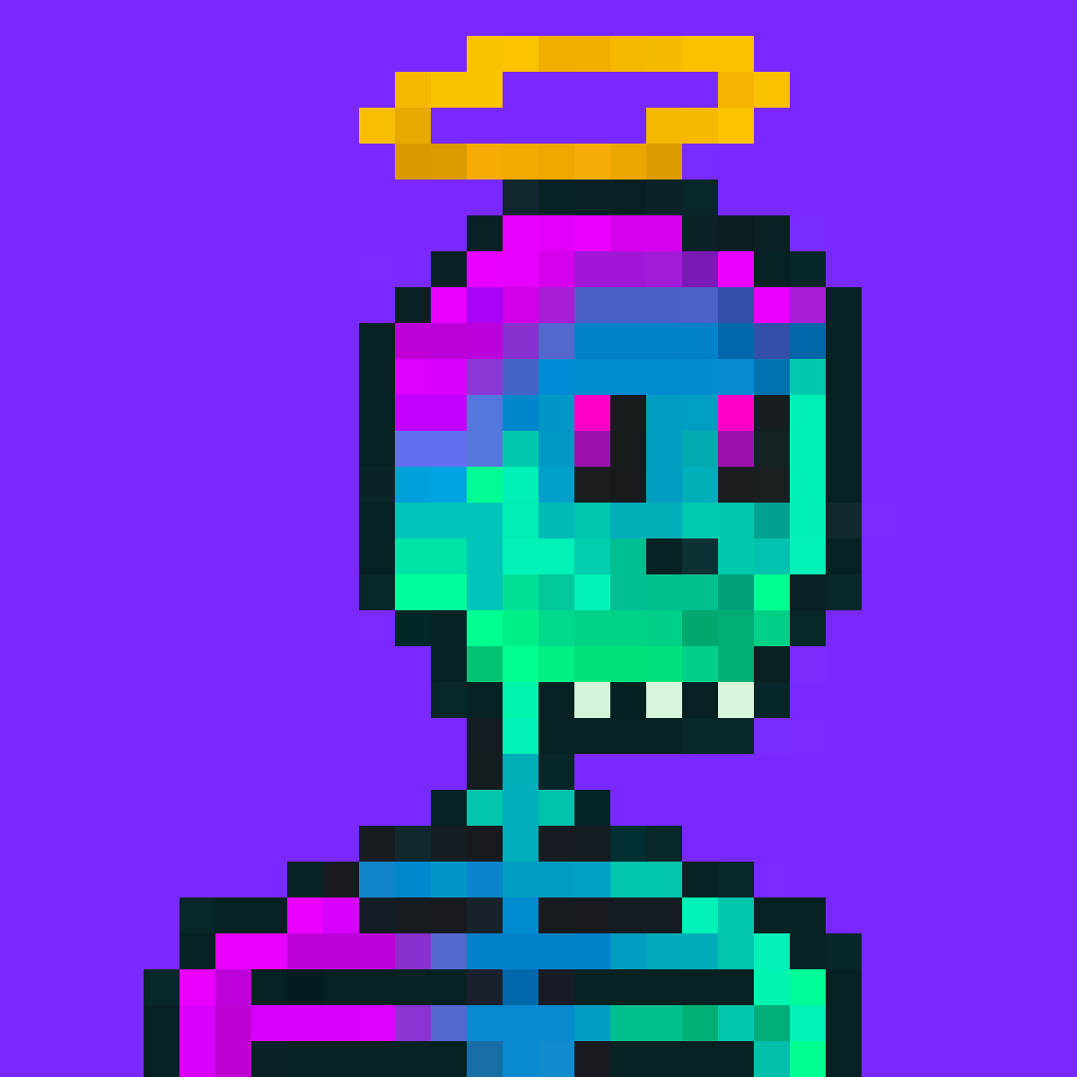 GM #pixelart fam 👋

💀 Skeleton of the day…

💜 Bryson - Rank 140. Traits... Skeleton = Solana / Skull = Halo

🖥️ solbones.com

🎨 Get a Sol Bones NFT! magiceden.io/marketplace/so…

#pixelartist #SolanaNFTs