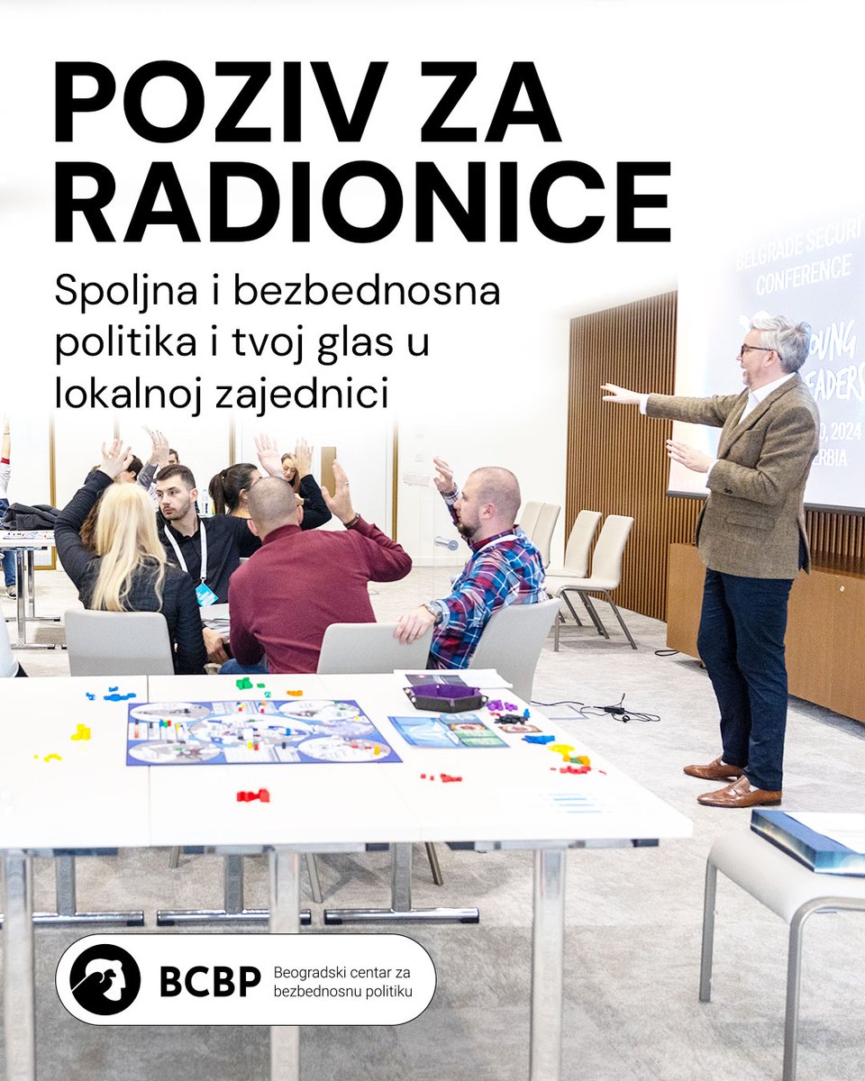 📢Otvoren poziv za mlade (18-30) iz Novog Sada, Niša, Zaječara i Kragujevca!

Ako te zanima tema spoljne politike Srbije i njenog uticaja na lokalne politike i svakodnevni život mladih, prijavi se na besplatan program radionica BCBP-a!

Rok: 29. avgust 👉🏻 bezbednost.org/poziv-spoljna-…