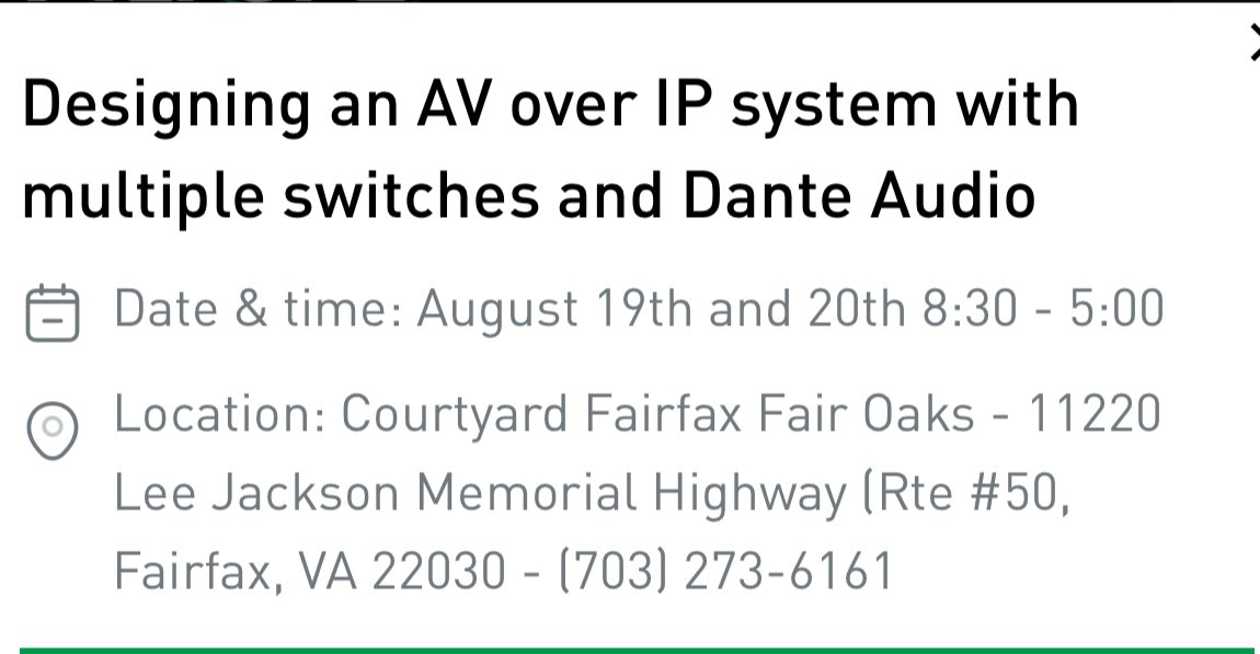 AuroraMMCorp's tweet image. There are plenty of seats still available for the joint training with #NETGEAR, on August 19th and 20th. #avtweeps #AVoIP #DMVEvents 

auroramultimedia.com/in-person-trai… In person training!!!
