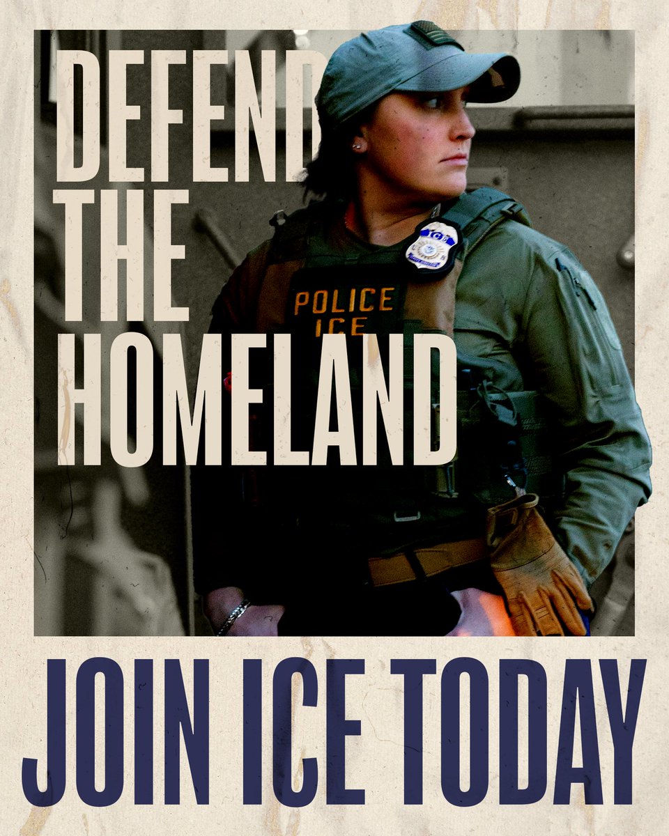 Secretary Kristi Noem (@sec_noem) on Twitter photo Your country is calling you to serve at <a href="/ICEgov/">U.S. Immigration and Customs Enforcement</a>.
In the wake of the Biden administration’s failed immigration policies, your country needs dedicated men and women of ICE to get the worst of the worst criminals out of our country.
This is a defining moment in our nation’s Your country is calling you to serve at <a href="/ICEgov/">U.S. Immigration and Customs Enforcement</a>.
In the wake of the Biden administration’s failed immigration policies, your country needs dedicated men and women of ICE to get the worst of the worst criminals out of our country.
This is a defining moment in our nation’s