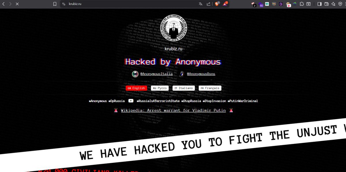 Successfully accessed 50 Russian dat*bases and managed to deface the 50 websites they belong to. 

25 more added to the other 25.

All The 50 defaced websites with evidence here : justpaste.it/i8xbf

Collab with  <a href="/AnonSecIta_Ops/">AnonSecIta 🇮🇹🏴‍☠️</a>

#Anonymous #OpRussia #RussiaIsATerroristState