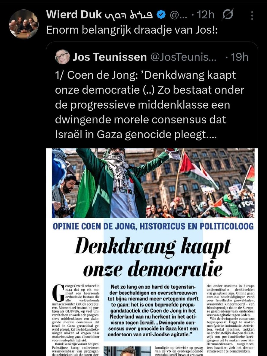 De Telegraaf, toch knap hoe zij en hun medewerkers elke keer weer fout blijven in de oorlog. Alsof de genocide een mening is en niet een onderbouwde constatering door het ICJ, genocide experts, (Israelische)  mensenrechten organisaties en holocaust overlevenden.
