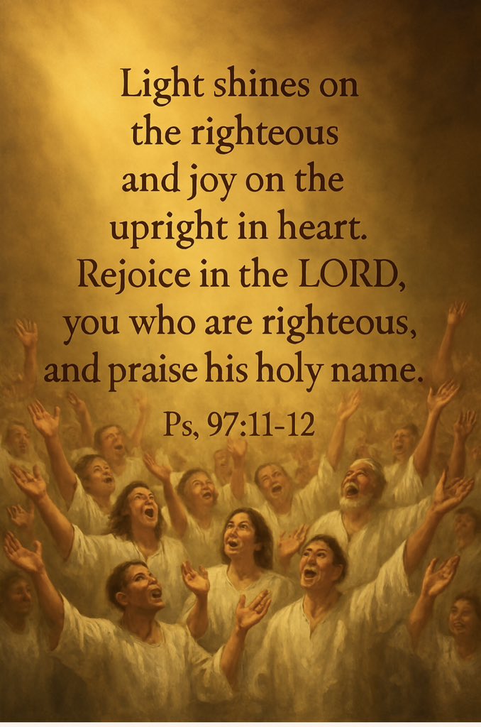 “Light shines on the righteous 
    and joy on the upright in heart. 
Rejoice in the LORD, you who are righteous,  
    and praise His holy name.”
Ps97:11-12