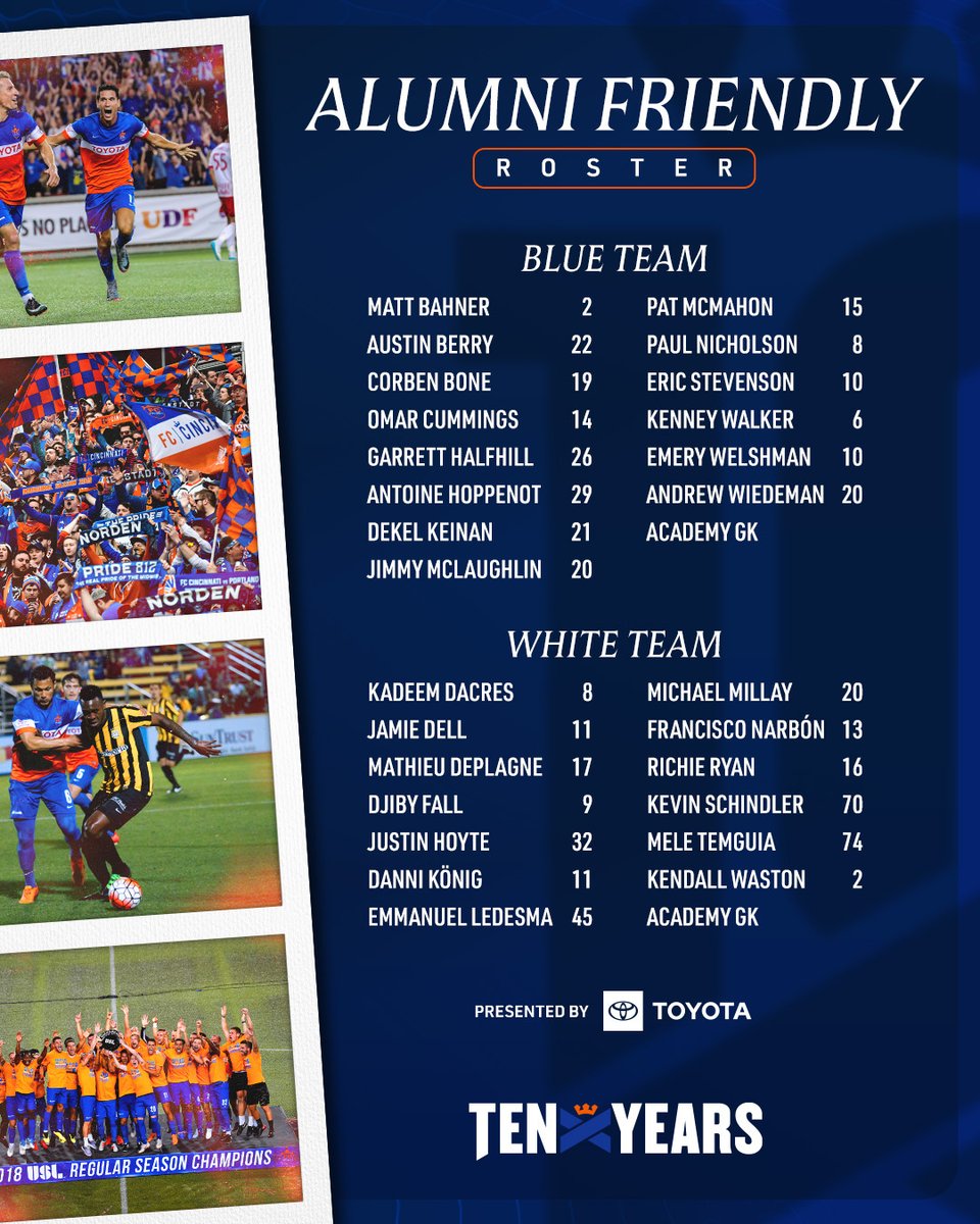 Orange and Blue returns. 🔸🔹

Alumni Friendly match roster just dropped. 

More details: fccincy.com/3IL1e1n