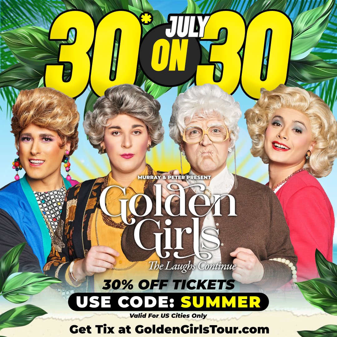 Golden deal for Golden Girls fans ✨
Snag 30% off tickets (plus taxes &amp; fees) to Golden Girls with code SUMMER — but hurry! Offer ends Sat, Aug 2 at 11:59pm.
Offer live now!

🎟️: tix.paramountdenver.com/25GoldenGirlsX