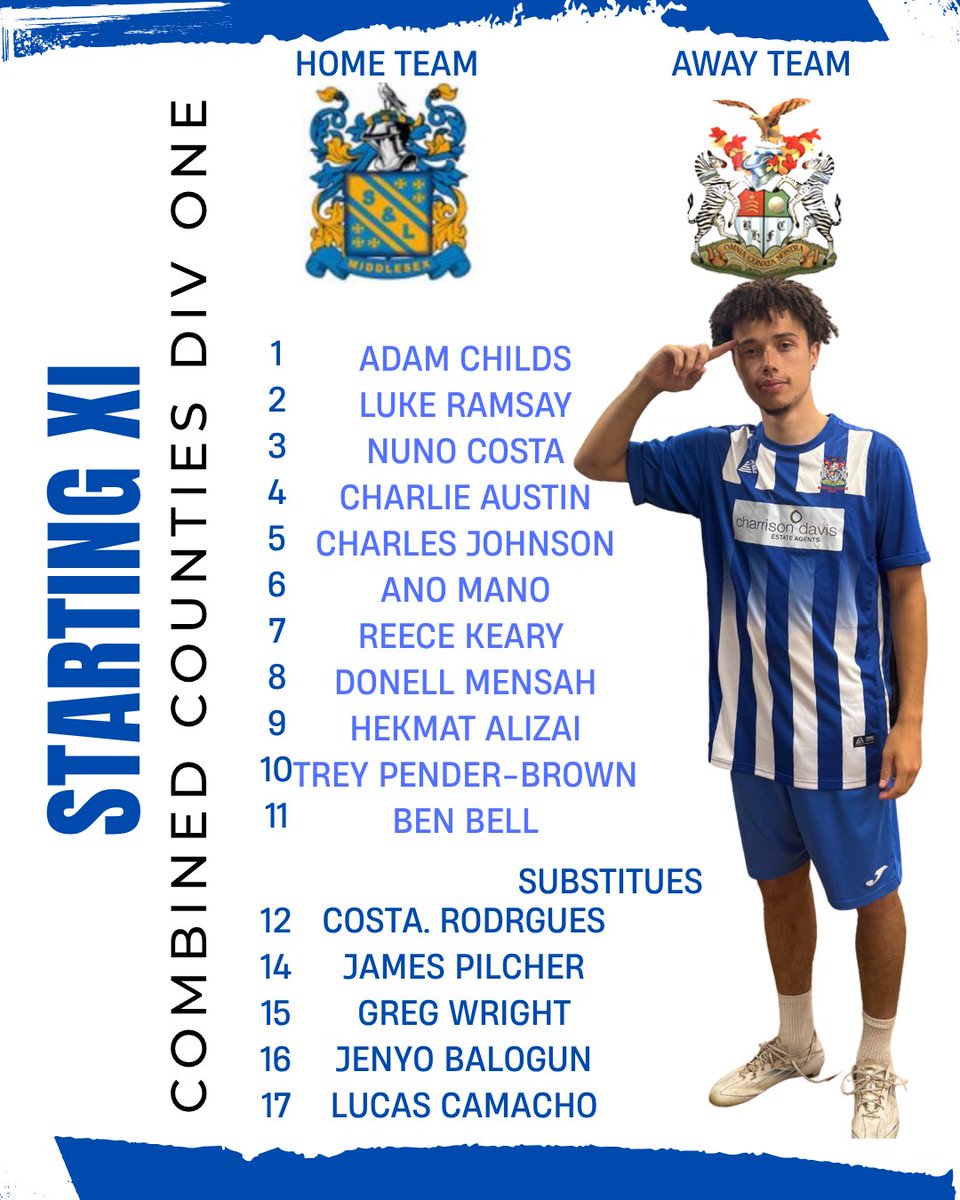 Our lineup for our first away game of the season!!!
💪Charles commands the back 
🧨Charlie comes into the lineup
🏹Hekmat leads the line
2/2 wins is the aim🔵⚪️