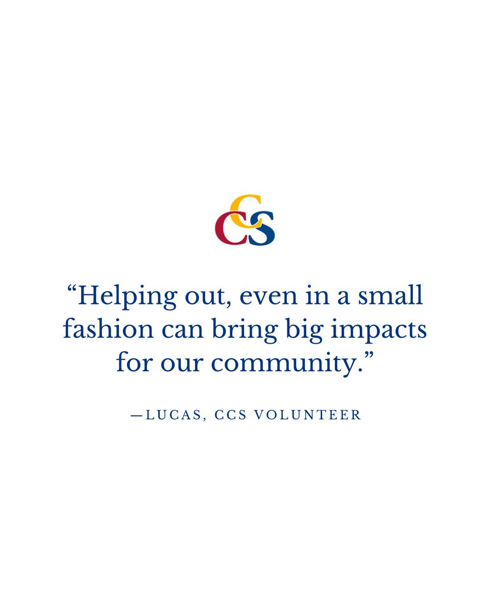 At CCS, we believe that we all play a part in making sure our neighbors are cared for. That's one reason we love inviting community members to volunteer with us!

Learn more about volunteering with CCS and find the perfect opportunity for you at bit.ly/3DZO6Pv.