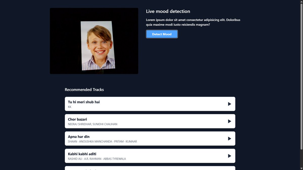 Gobind_003's tweet image. Just built a face-detecting music player 🎧
👉 Detects your mood in real time using your webcam
👉 Plays music based on how you feel (happy, sad, etc.)
👉 Built with React + face-api.js
GitHub: github.com/GobindChoudhar… 😎
#reactjs #faceapi #webdev #AI #music #emotiondetection