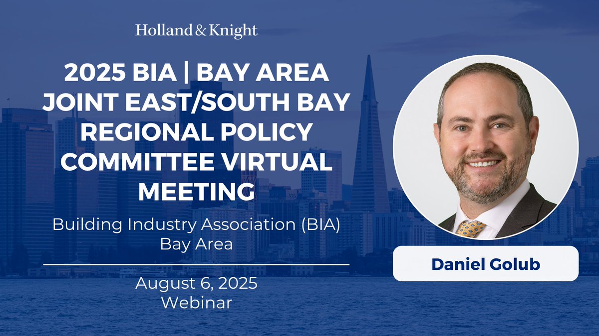 Holland & Knight (@holland_knight) on Twitter photo #WestCoast #LandUse and #Environment atty Daniel Golub will be a featured speaker during an upcoming joint session of <a href="/BIABayArea/">BIA|Bay Area</a>'s East and South Bay Regional Policy Committees covering changes to #California #housing law adopted as part of the state budget. This exclusive event #WestCoast #LandUse and #Environment atty Daniel Golub will be a featured speaker during an upcoming joint session of <a href="/BIABayArea/">BIA|Bay Area</a>'s East and South Bay Regional Policy Committees covering changes to #California #housing law adopted as part of the state budget. This exclusive event