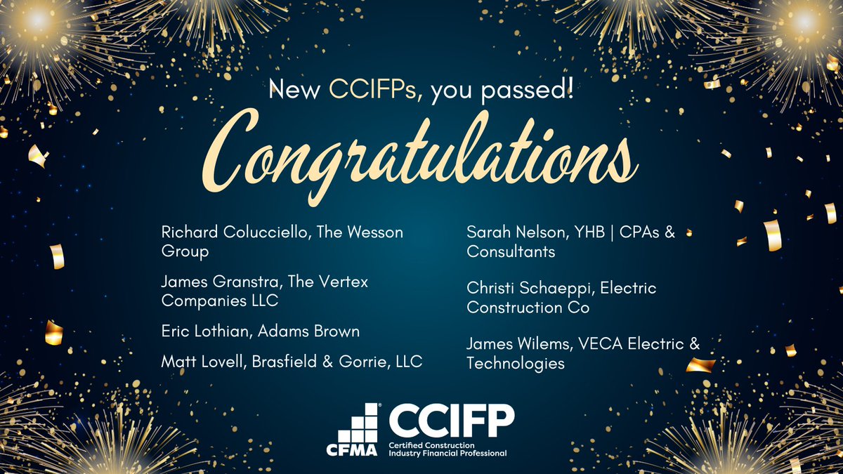 Congratulations to these new CCIFPs on earning their credential!

Make your CCIFP commitment ➤ hubs.la/Q03znlyr0