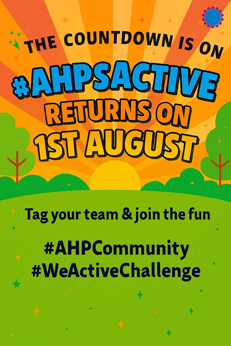 🏁 The countdown is ON! #AHPsActive returns this Friday 🎉 Move, laugh, stretch, step, wiggle, whatever gets you active! Let’s make this annual tradition the most vibrant yet. Tag your team &amp; join the fun 👇🏽

#Bingo charts to follow 🤩

#AHPCommunity #ActiveAHPs