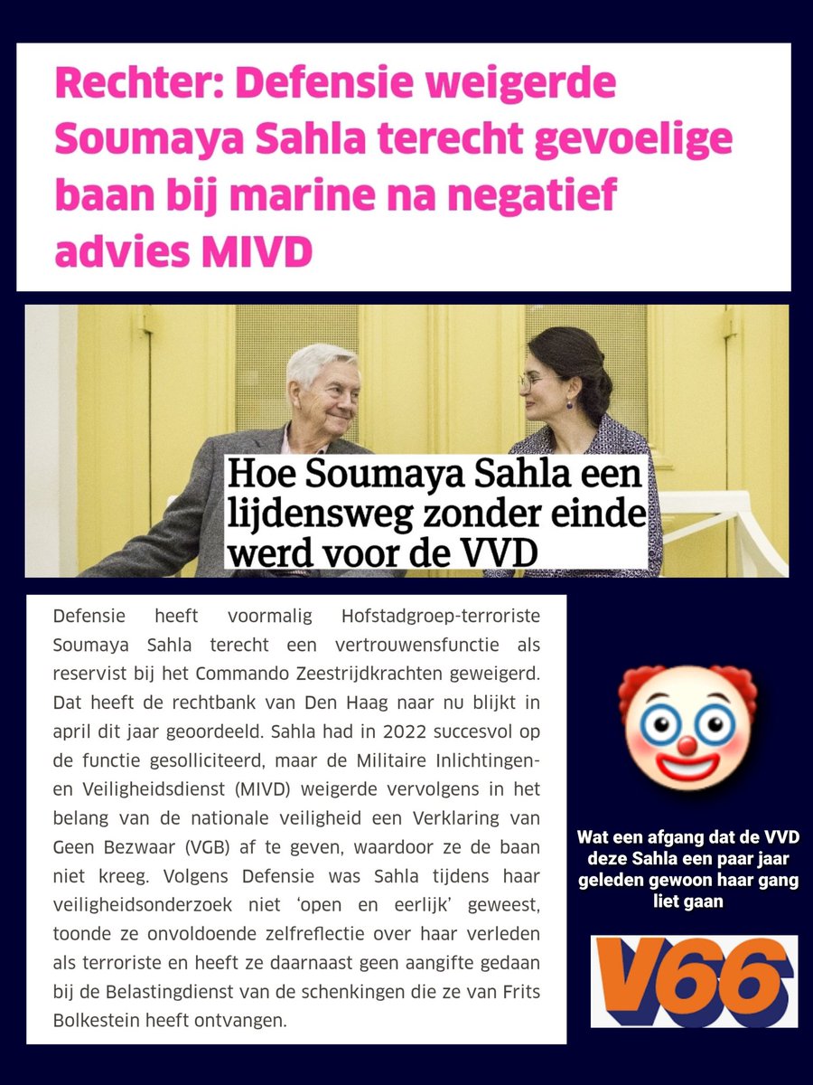 TonyHellings's tweet photo. Wat haalt dat #Sahla, EX #VVD mens en terroriste, zich steeds in haar gestoorde hoofd. Gelukkig heeft ze voor de zoveelste keer bakzeil gehaald! https://t.co/2ZaM8Gqfu6