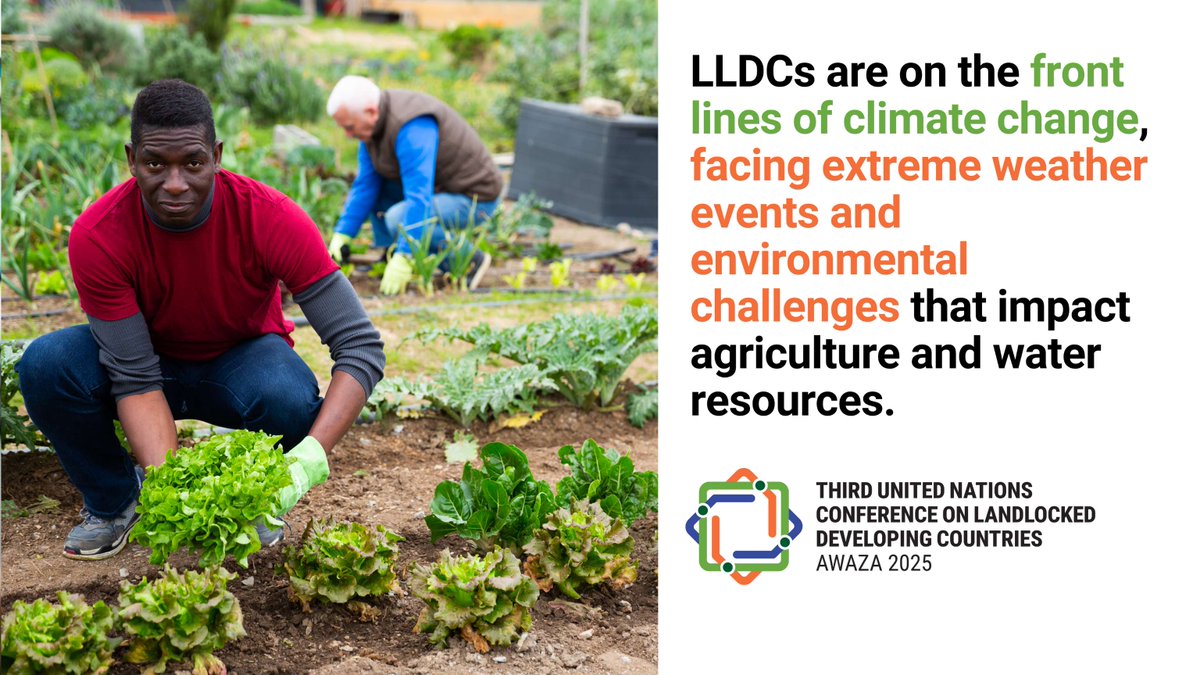 GlobalGoalsUN's tweet image. Landlocked developing countries face severe climate impacts—deforestation, water scarcity, land degradation &amp;amp; extreme weather. 

Join us at #LLDC3 to discuss the critical need for greater investment in tech, disaster response &amp;amp; climate funding. #GlobalGoals 🌍