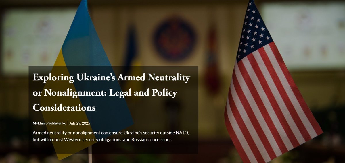 Lawfare (@lawfare) on Twitter photo One of the key points of disagreements in the peace talks between Ukraine and Russia is whether Ukraine will maintain its aspirations for NATO membership. <a href="/MySoldatenko/">Mykhailo Soldatenko</a> explores how armed neutrality or nonalignment could ensure Ukraine’s security outside NATO. One of the key points of disagreements in the peace talks between Ukraine and Russia is whether Ukraine will maintain its aspirations for NATO membership. <a href="/MySoldatenko/">Mykhailo Soldatenko</a> explores how armed neutrality or nonalignment could ensure Ukraine’s security outside NATO.