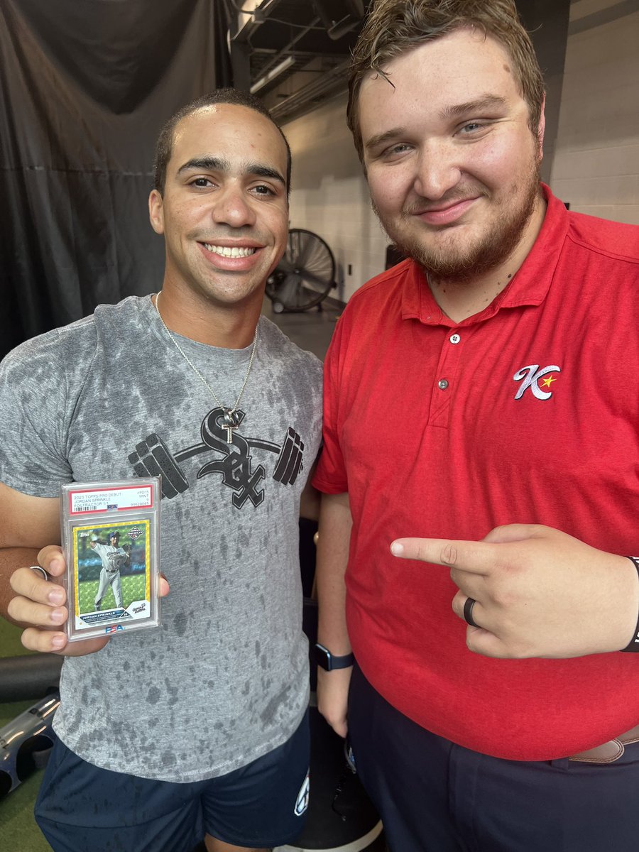 Quite the roster move today in Kannapolis. 
Jordan Sprinkle’s 1-of-1 <a href="/Topps/">Topps</a> Pro Debut card has been added to his collection from mine. 

Always a joy to be an involved in such awesome stories of so many great athletes. 

#TheHobby