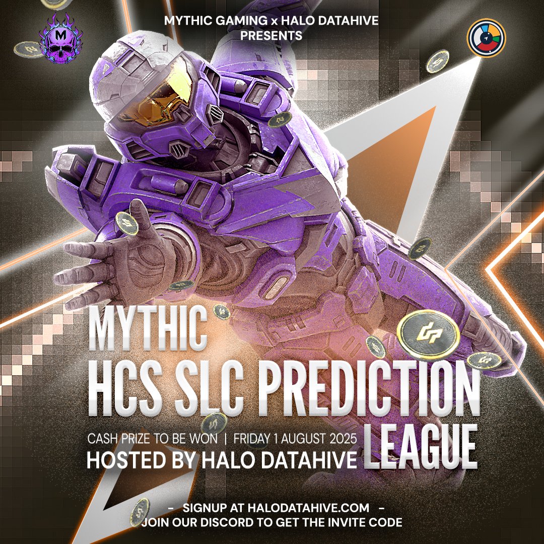 If you aren't already a part of our Discord then now is a great time to join up!

We started our <a href="/HaloDataHive/">Halo Data Hive | Halo Esports</a> League this week for #HCSSLC25 

You can join using our invite code when you join the discord. Get your predictions in Today!

discord.gg/mythicgaming