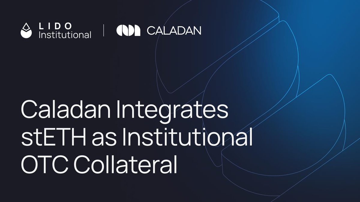 Lido (@lidofinance) on Twitter photo Institutional staking, simplified 🏦
<a href="/caladanxyz/">Caladan</a> now accepts stETH as collateral for institutional OTC trading.
Institutional clients can now use stETH for options and structured products - all while retaining staking rewards and liquidity.
More here: blog.lido.fi/caladan-integr… Institutional staking, simplified 🏦
<a href="/caladanxyz/">Caladan</a> now accepts stETH as collateral for institutional OTC trading.
Institutional clients can now use stETH for options and structured products - all while retaining staking rewards and liquidity.
More here: blog.lido.fi/caladan-integr…