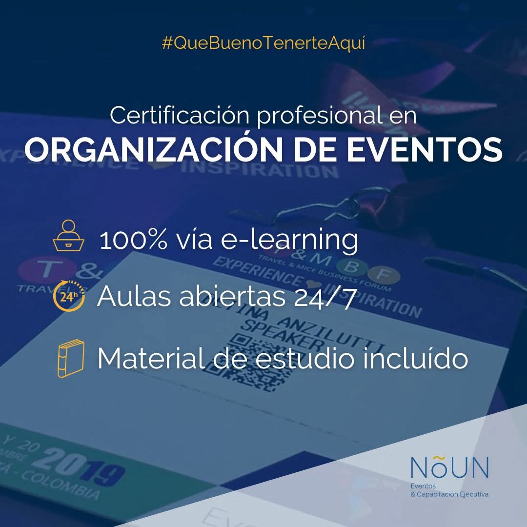 NOUN Eventos & Capacitacion Ejecutiva E-learning (@nouneventos) on Twitter photo #InscripcionesAbiertas
Inicio de clases de ORGANIZACION DE EVENTOS:
Lunes 11 de agosto
Plan de estudio:
nouneventos.com.ar/organizacion-e…
Incluye:
-Guia docente.
-Clases en vivo.
-Foros y chats.
-Diploma
Cierre de inscripciones:
Lunes 4 de agosto
Info:
info@nouneventos.com.ar #InscripcionesAbiertas
Inicio de clases de ORGANIZACION DE EVENTOS:
Lunes 11 de agosto
Plan de estudio:
nouneventos.com.ar/organizacion-e…
Incluye:
-Guia docente.
-Clases en vivo.
-Foros y chats.
-Diploma
Cierre de inscripciones:
Lunes 4 de agosto
Info:
info@nouneventos.com.ar