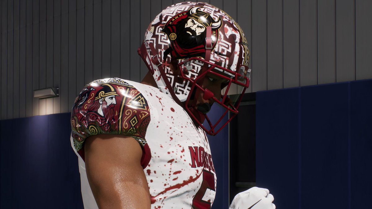VUN_NECF26's tweet photo. The star of the show here is the barbaric spatters of bloodshed that adorn the otherwise pristine white jerseys.
We also feature our traditional Nordic imagery sleeves, like our Home jerseys.
#VUNis #EnterValhalla https://t.co/UWni6eYEHM