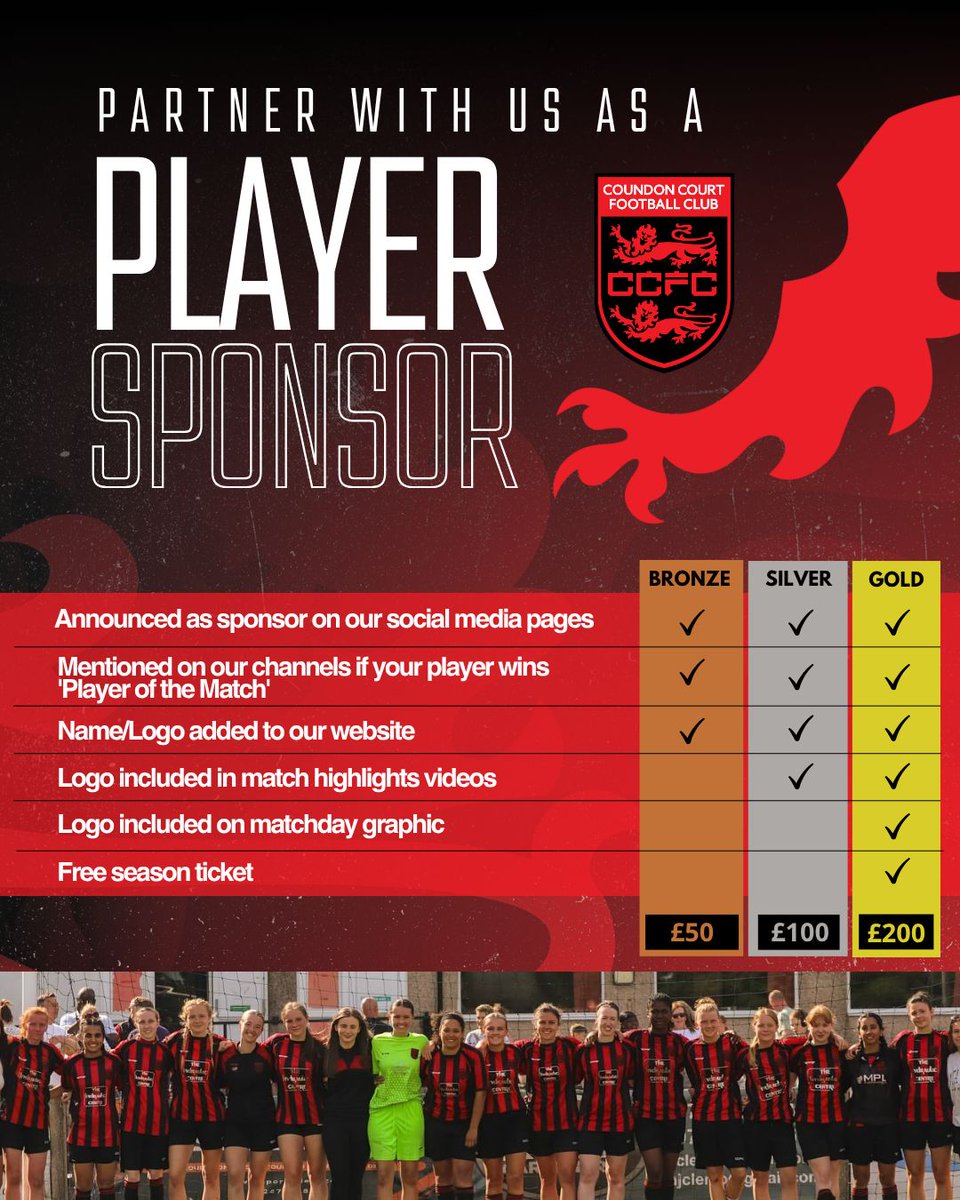 Coundon Court LFC (@coundoncourtlfc) on Twitter photo ๐ข Sponsor Coventryโs top womenโs football team!
Coundon Court Ladies โ Tier 5 & Grassroots Club of the Year ๐ โ are offering 2025/26 sponsorship opportunities.
โฝ Back the female game
๐ธ Great visibility
๐ Based in Coventry
Brochure link ๐  buff.ly/w86ljmg ๐ข Sponsor Coventryโs top womenโs football team!
Coundon Court Ladies โ Tier 5 & Grassroots Club of the Year ๐ โ are offering 2025/26 sponsorship opportunities.
โฝ Back the female game
๐ธ Great visibility
๐ Based in Coventry
Brochure link ๐  buff.ly/w86ljmg