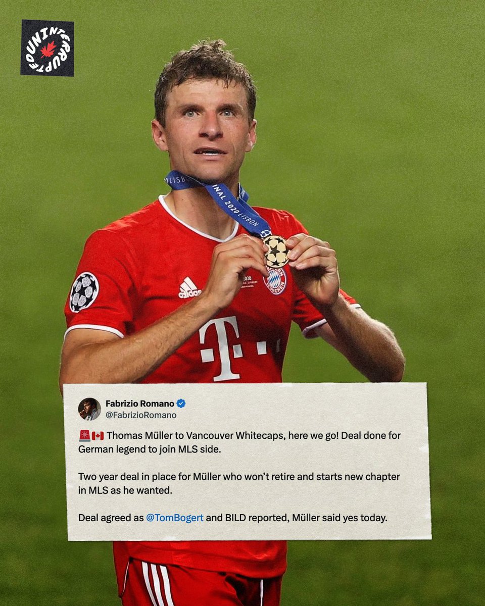 Bayern ↔️ Vancouver. <a href="/WhitecapsFC/">Vancouver Whitecaps FC</a>  getting one of the game's greats ⚽️🐐

Any Vancouver reccos <a href="/AlphonsoDavies/">Alphonso Davies</a> ? 👀

(via <a href="/FabrizioRomano/">Fabrizio Romano</a>)