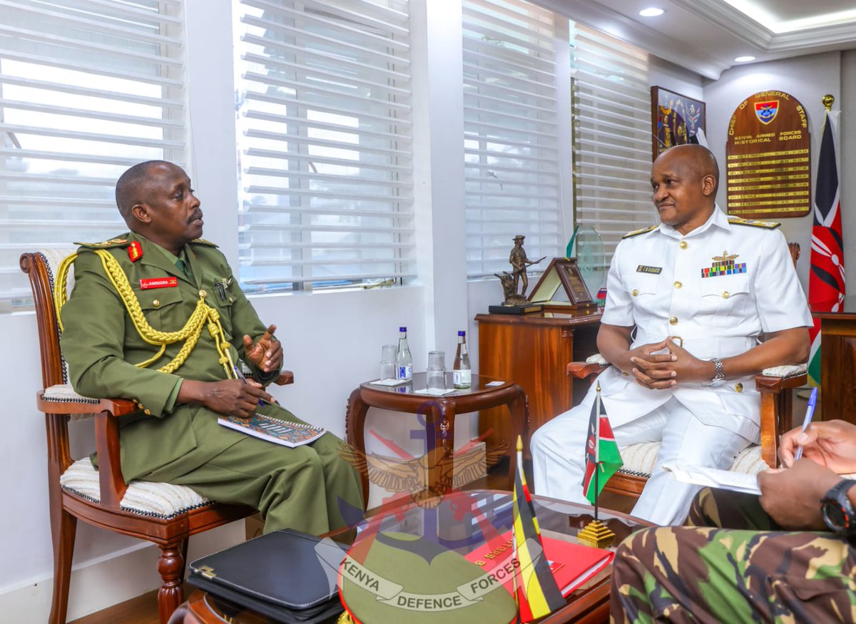 The Chief of the Defence Forces, General Charles Kahariri, received an introductory courtesy call from the new Uganda Defence Attaché to Kenya, Brigadier General McDans Kamugira, at the Defence Headquarters, Nairobi.

See more: shorturl.at/XcYu1