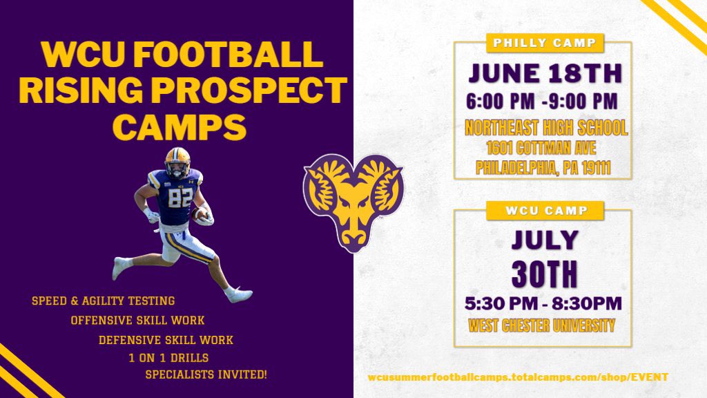 Kellen Pierce (@kellenpierce) on Twitter photo Looking forward to my final camp of the season tomorrow with <a href="/WCUGoldenRamsFB/">West Chester Golden Rams Football</a>. Can’t wait to compete!
<a href="/WCU_CoachGreco/">Duke Greco</a> <a href="/CoachBZJ/">Bill Zwaan</a> <a href="/LenapeFootball/">Lenape Football</a> <a href="/LenapePrideClub/">Lenape Football Pride Club</a> <a href="/AdvLevelRecruit/">Advanced Level Recruiting</a> Looking forward to my final camp of the season tomorrow with <a href="/WCUGoldenRamsFB/">West Chester Golden Rams Football</a>. Can’t wait to compete!
<a href="/WCU_CoachGreco/">Duke Greco</a> <a href="/CoachBZJ/">Bill Zwaan</a> <a href="/LenapeFootball/">Lenape Football</a> <a href="/LenapePrideClub/">Lenape Football Pride Club</a> <a href="/AdvLevelRecruit/">Advanced Level Recruiting</a>