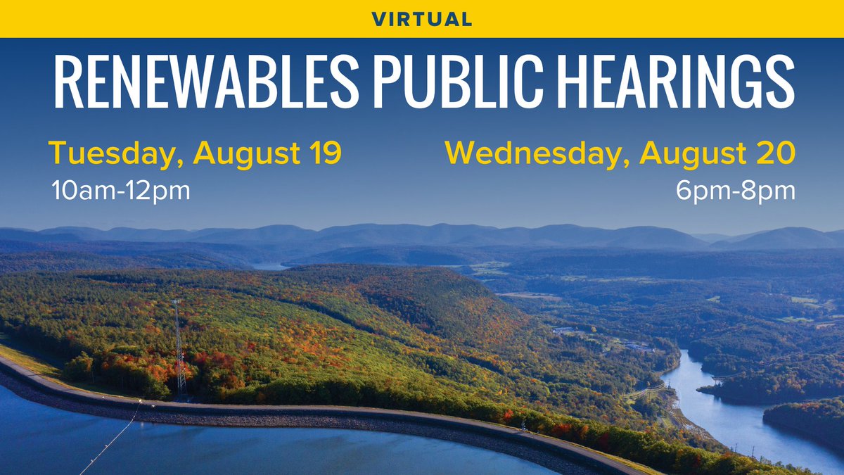 Just Released: NYPA’s Updated Renewables Strategic Plan Draft

Our Updated Strategic Plan outlines a bold expansion of #cleanenergy efforts across NYS.

🗓️ Public Comment Period: Open until 9/12
📣 Virtual Public Hearings: 8/19 &amp; 8/20

🔗 Learn more: nypa.gov/public-hearings