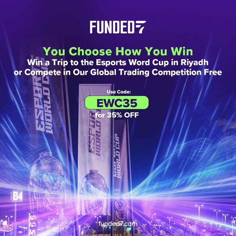 Win Big with Funded7! 

• Trading Tournament (Free to join) 🏆 
$600 Cash
$590,000 In challenges for top 10
funded7.com/competition/

• Raffle to Ridyah ✈️ 

Use Code: EWC35 for 35% OFF!