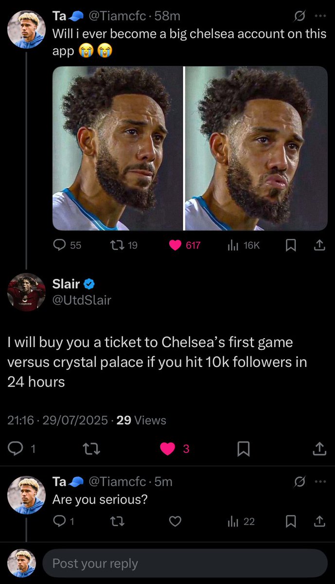 Football Twitter, is this much to ask for 😭😭
Do me this favor I beg