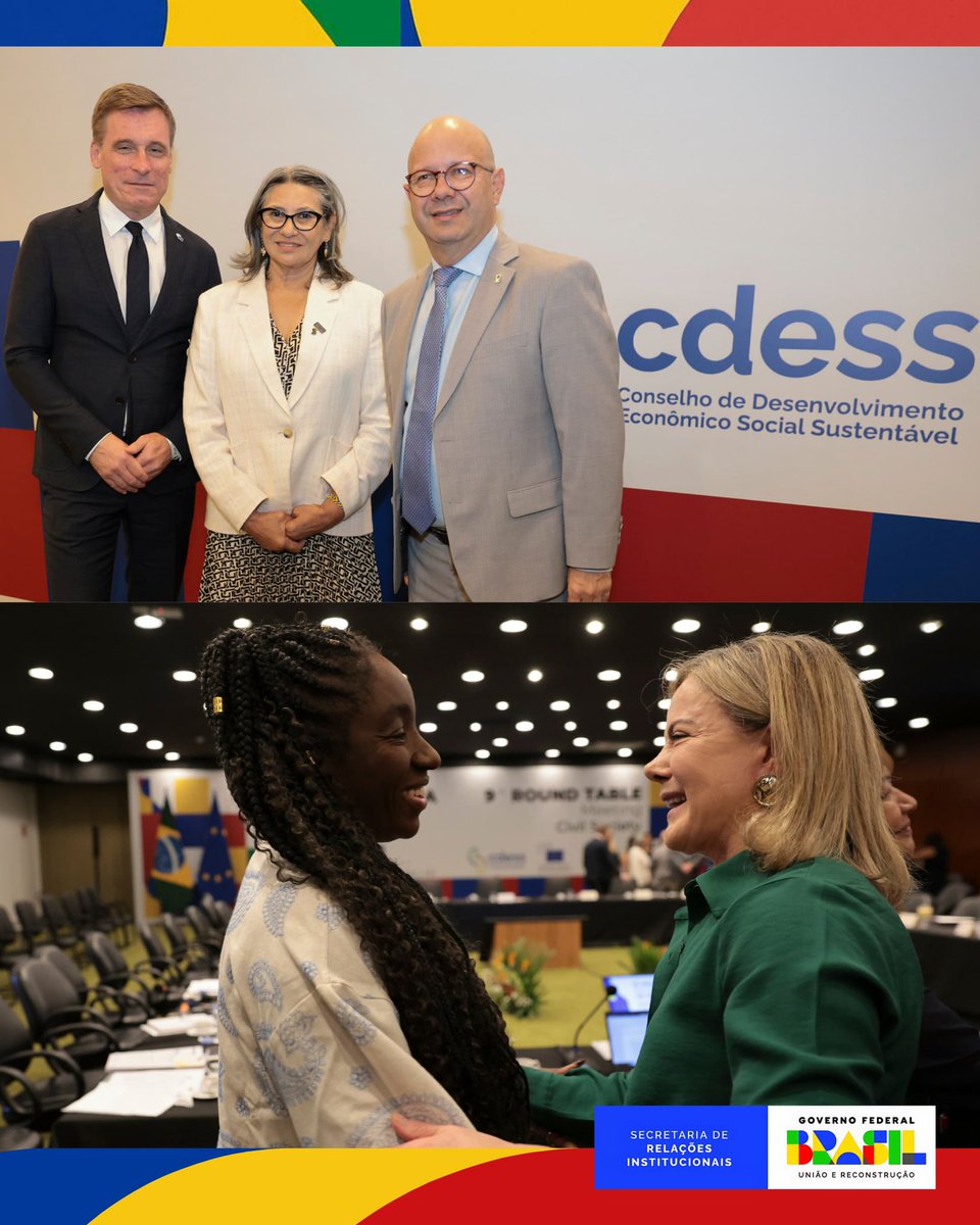 CONSELHOS DE DESENVOLVIMENTO BR 🇧🇷 🤝  🇪🇺 UNIAO EUROPEIA!

A ministra da Secretaria de Relações Institucionais, Gleisi Hoffmann, participou da IX Mesa Redonda Brasil–UE, no Itamaraty, ao lado da embaixadora Maria Laura da Rocha, de Oliver Röpke (CESE), (1/4)