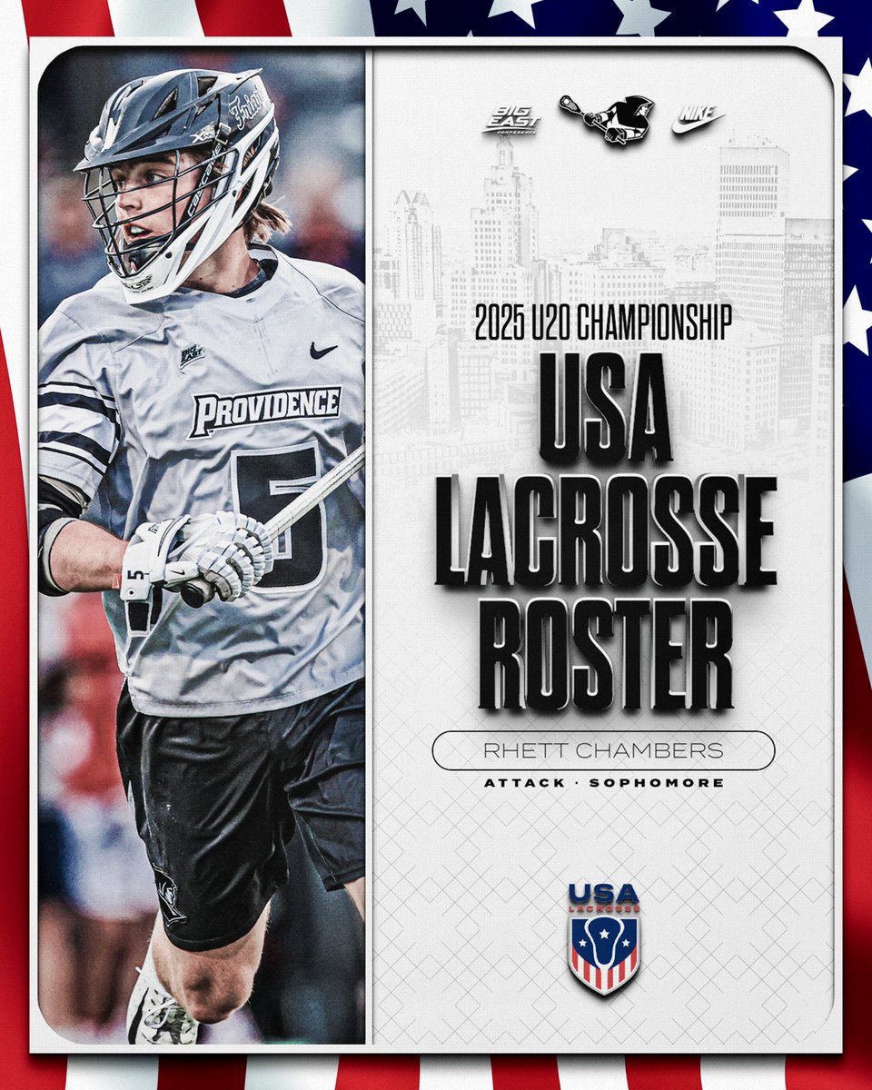 Congrats to Friar Lax's own Rhett Chambers on making the 22-man roster for the U20 USA National Team! 🇺🇸🥍

He'll compete for Team USA at the World Lacrosse U20 Championship, August 15–24 in Seogwipo, Korea.
#GoFriars