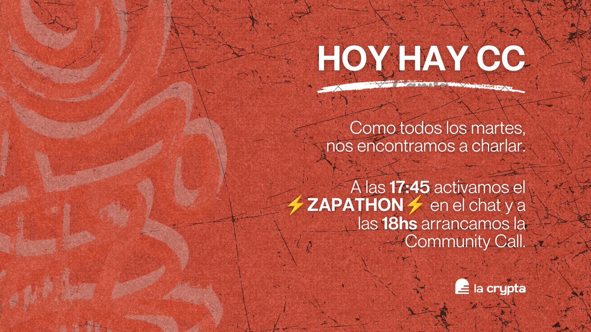 La Crypta 🧙♂️ (@lacryptaok) on Twitter photo 📯 Community Call #119
HOY 18h en YouTube y Twitter (⌛️ links más tarde)
Temas:
⚔️ CRUZADA21. <a href="/veintiunolat/">Veintiuno.lat</a>
🎙️ Reunión presencial y online.
📜 Formulario para formar parte.
🖐️ Las manipulas.
🏰 <a href="/BTCZitadelle/">Zitadelle 🏰</a> (Ciudadela de <a href="/_einundzwanzig_/">Einundzwanzig 🎙</a> ).
Recordatorio:
<a href="/BitdevsBA/">BitDevs BA</a> en La 📯 Community Call #119
HOY 18h en YouTube y Twitter (⌛️ links más tarde)
Temas:
⚔️ CRUZADA21. <a href="/veintiunolat/">Veintiuno.lat</a>
🎙️ Reunión presencial y online.
📜 Formulario para formar parte.
🖐️ Las manipulas.
🏰 <a href="/BTCZitadelle/">Zitadelle 🏰</a> (Ciudadela de <a href="/_einundzwanzig_/">Einundzwanzig 🎙</a> ).
Recordatorio:
<a href="/BitdevsBA/">BitDevs BA</a> en La