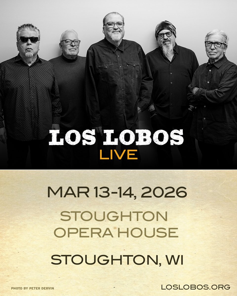 Los Lobos (@loslobosband) on Twitter photo Los Lobos returns to Stoughton Opera House for a special two-night run in March of 2026! 🎶🪇
Tickets go on sale Monday, August 18 at 9:00AM CT — head to loslobos.org/tour for all upcoming dates 🎟️ Los Lobos returns to Stoughton Opera House for a special two-night run in March of 2026! 🎶🪇
Tickets go on sale Monday, August 18 at 9:00AM CT — head to loslobos.org/tour for all upcoming dates 🎟️