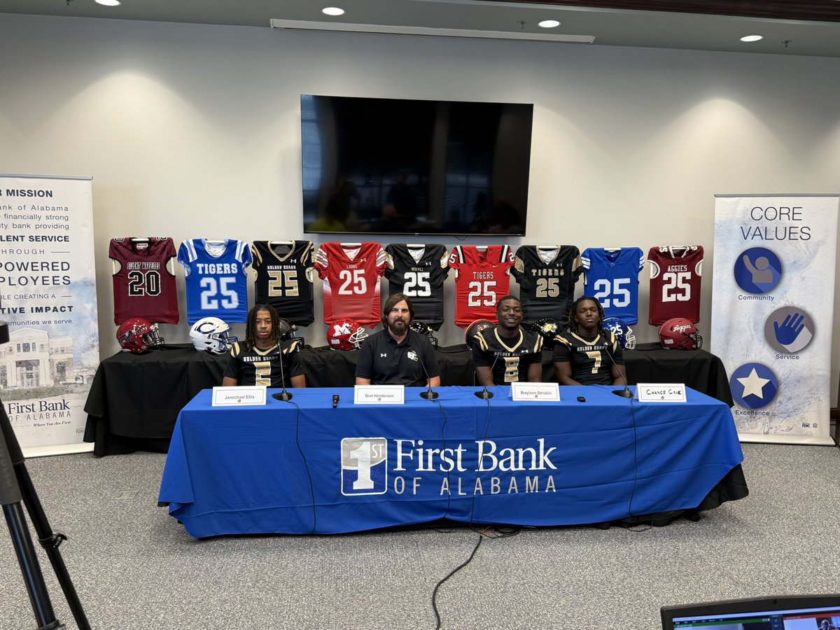 Griffin Hill (@ghilltide) on Twitter photo Coach Bret Henderson and the <a href="/lincolnhs/">Lincoln HS</a> Golden Bears are up next at the 14th Annual Talladega County Coaches Association High School Football Media Day at <a href="/FirstBankofAl/">FirstBankofAlabama</a> Coach Bret Henderson and the <a href="/lincolnhs/">Lincoln HS</a> Golden Bears are up next at the 14th Annual Talladega County Coaches Association High School Football Media Day at <a href="/FirstBankofAl/">FirstBankofAlabama</a>