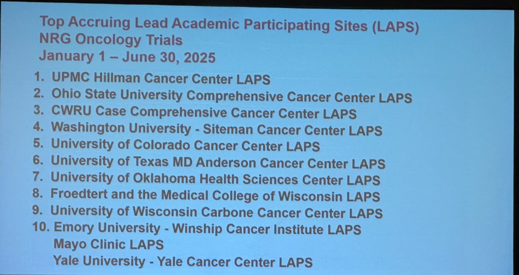 UPMC Heme-Onc Fellowship Program (@upmcheme_onc) on Twitter photo UPMC Hillman <a href="/UPMCHillmanCC/">UPMC Hillman Cancer Center</a> is the #1 lead academic participating site for <a href="/NRGonc/">NRG Oncology</a> accrual! Our faculty and patients are amazing! Proud to be on this list with so many other amazing cancer institutions. UPMC Hillman <a href="/UPMCHillmanCC/">UPMC Hillman Cancer Center</a> is the #1 lead academic participating site for <a href="/NRGonc/">NRG Oncology</a> accrual! Our faculty and patients are amazing! Proud to be on this list with so many other amazing cancer institutions.