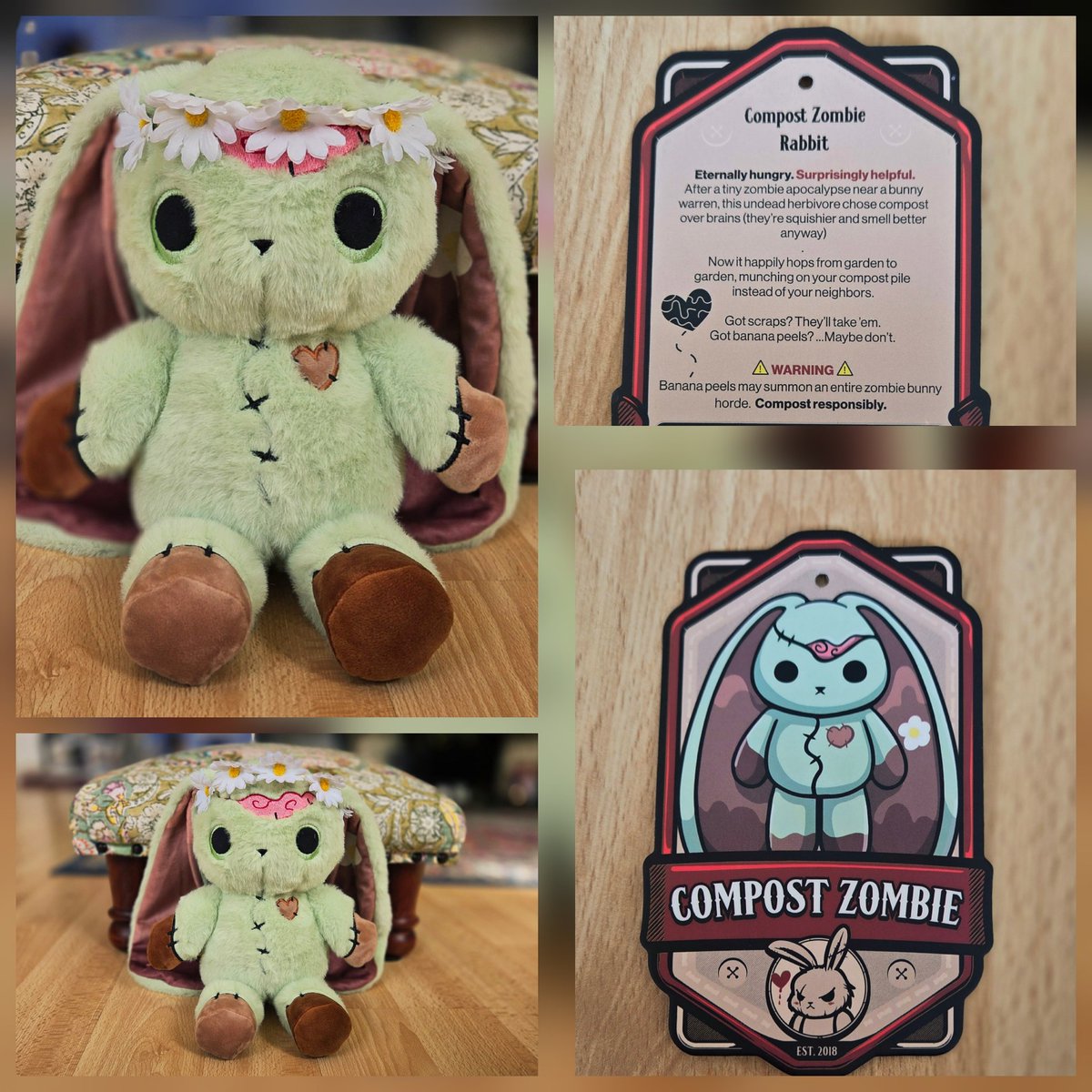 Jules04603468's tweet image. Introducing Nuala, my latest #PlushieDreadful just arrived yesterday 💚🐇🌳🧠🌼💚