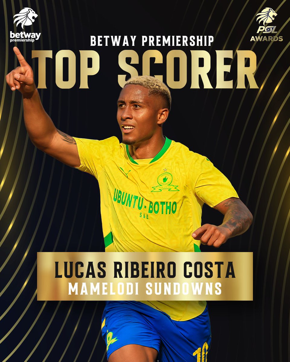 Official PSL (@officialpsl) on Twitter photo #PSLAwards25: <a href="/Masandawana/">Mamelodi Sundowns FC</a>'s Lucas Ribeiro Costa is the #BetwayPrem Top goalscorer. #PSLAwards25: <a href="/Masandawana/">Mamelodi Sundowns FC</a>'s Lucas Ribeiro Costa is the #BetwayPrem Top goalscorer.