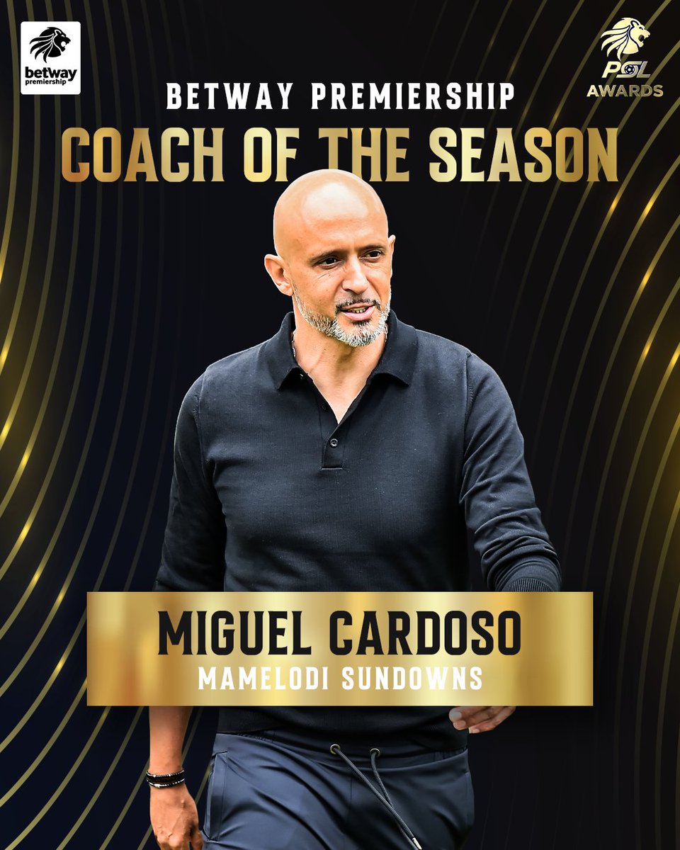 Official PSL (@officialpsl) on Twitter photo #PSLAwards25: <a href="/Masandawana/">Mamelodi Sundowns FC</a>βs Miguel Cardoso is the #BetwayPrem Coach of the Season. #PSLAwards25: <a href="/Masandawana/">Mamelodi Sundowns FC</a>βs Miguel Cardoso is the #BetwayPrem Coach of the Season.