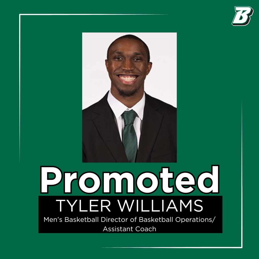 BinghamtonMBB's tweet photo. Welcome to the Bing! 🐻😼🏀

We’re excited to welcome Damani Myers back to the Bearcats staff! We also welcome Josh Lehman to the team and congratulate Tyler Williams on his promotion!

#ONEBinghamton https://t.co/K3eaybkeJH