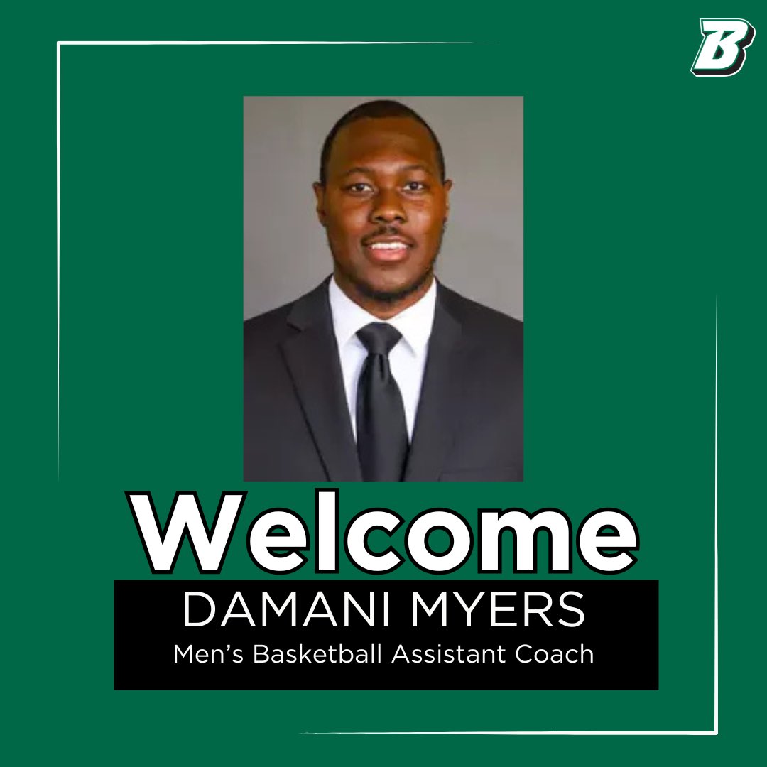 BinghamtonMBB's tweet photo. Welcome to the Bing! 🐻😼🏀

We’re excited to welcome Damani Myers back to the Bearcats staff! We also welcome Josh Lehman to the team and congratulate Tyler Williams on his promotion!

#ONEBinghamton https://t.co/K3eaybkeJH