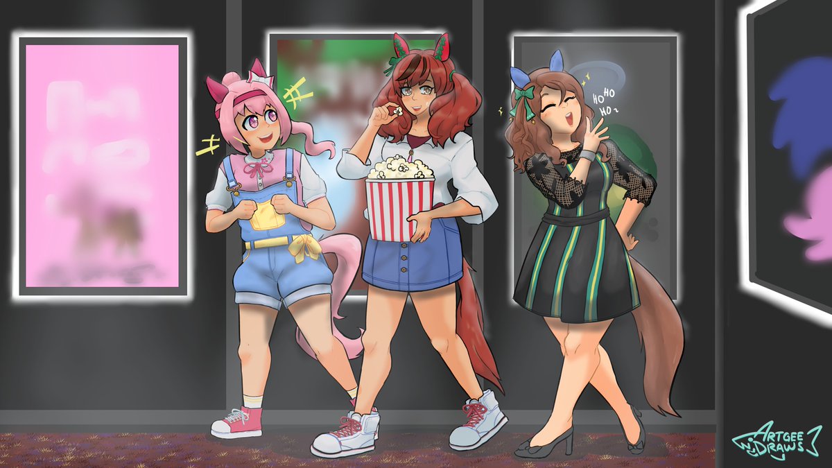 Haru Urara, Nice Nature, and King Halo at the movies!

#umamusume #umamusumeprettyderby