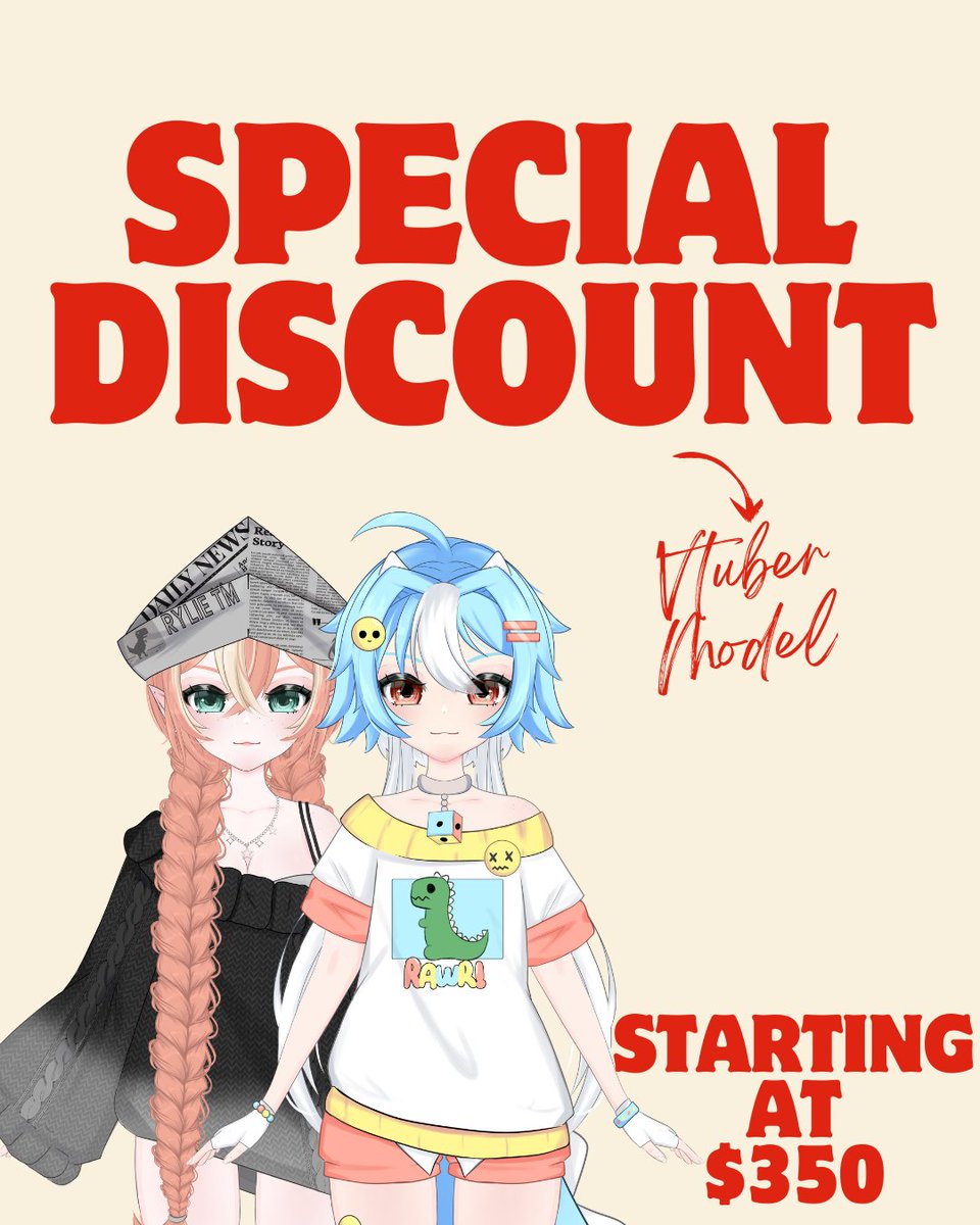 OPENING (1) DISCOUNTED VTUBER MODEL ART!!!  
STARTING PRICE :$350 (normally $500) 
Likes, Shares, Comments to boost are super helpful!!!!   
Link In comments!  
 #vartist | #vtuber | #vgen | #discount
